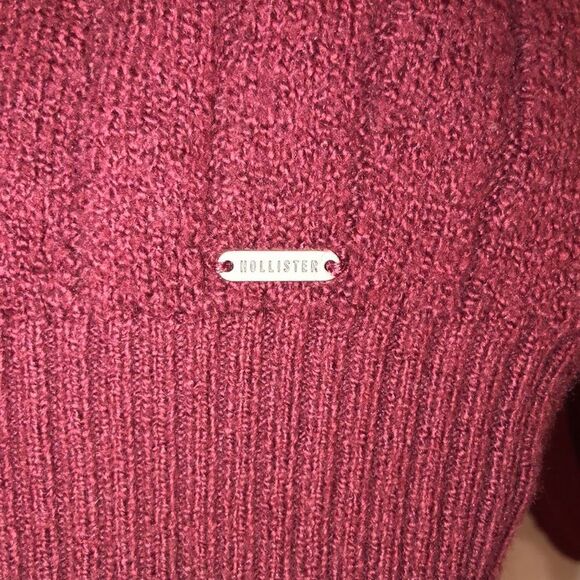 Hollister S Burgundy Knit Balloon Sleeve Mock Sweater - Picture 7 of 10